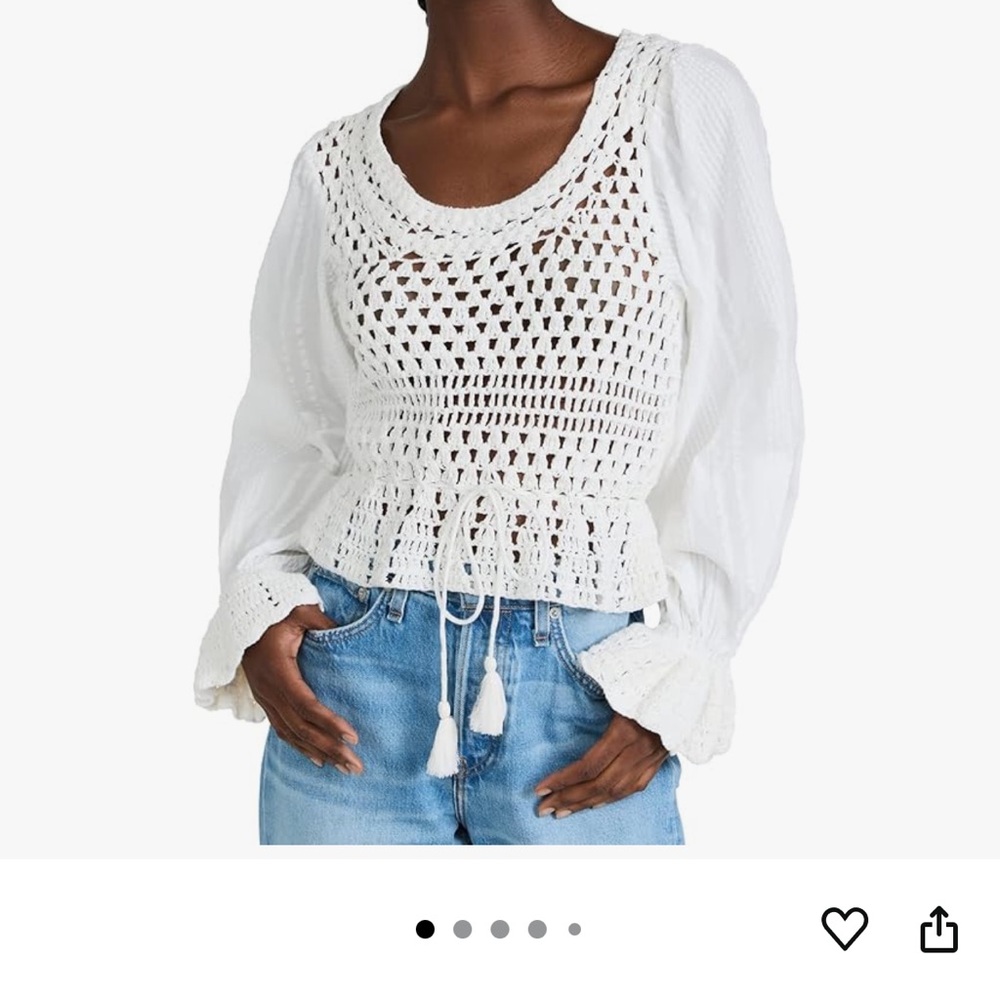 Free People White Crochet Blouse